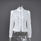 Lace Bloom Embroidered Puff Sleeve Blouse