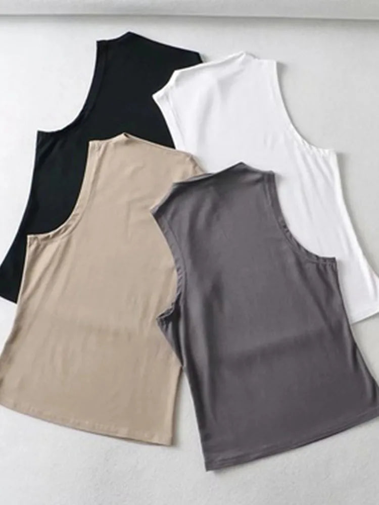 Solid Color Sleeveless Crop Tank Top