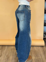Women Retro High-Waist Barrel Jeans