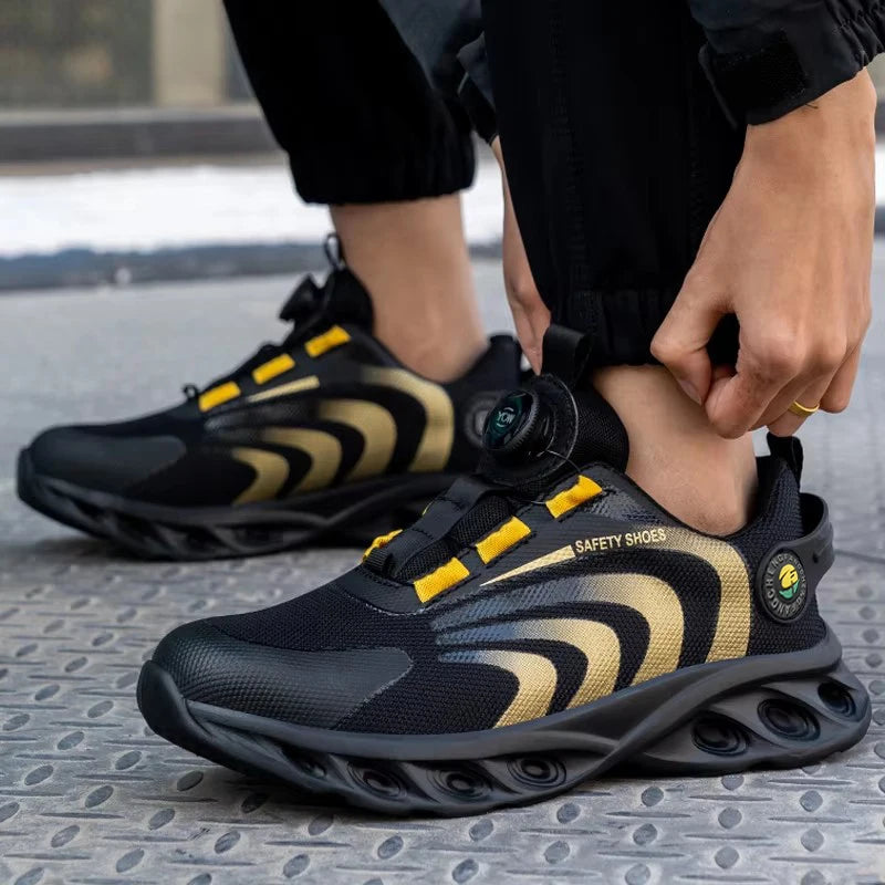 Men Lightweight Rotary Buckle Safety Shoes