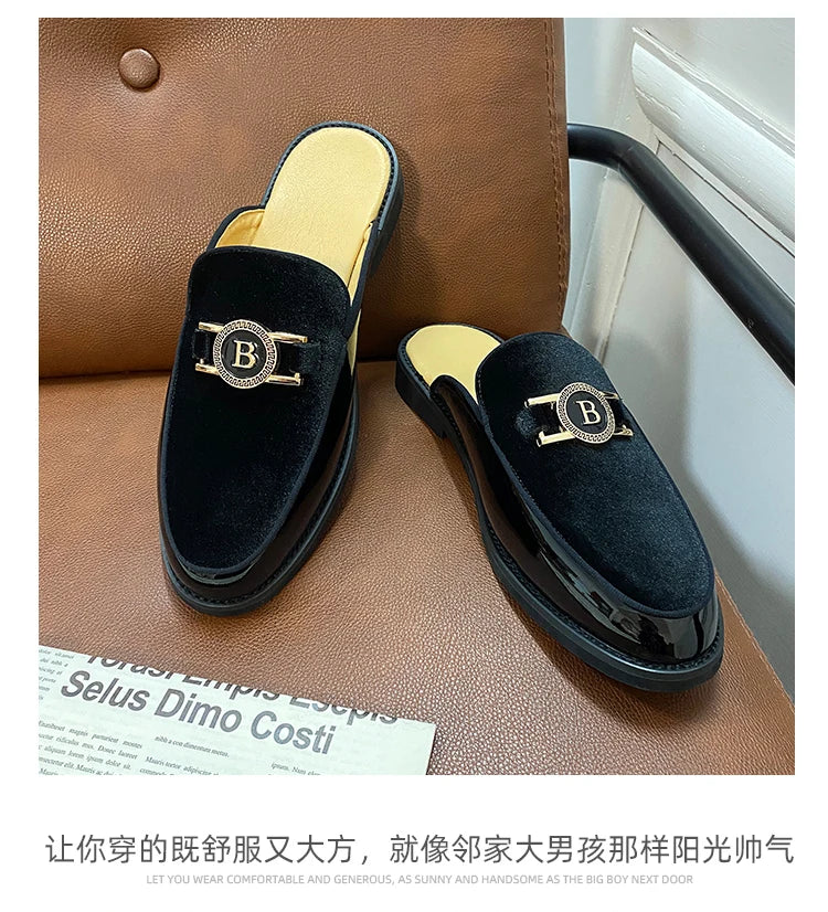 Men’s Black Leather Mules