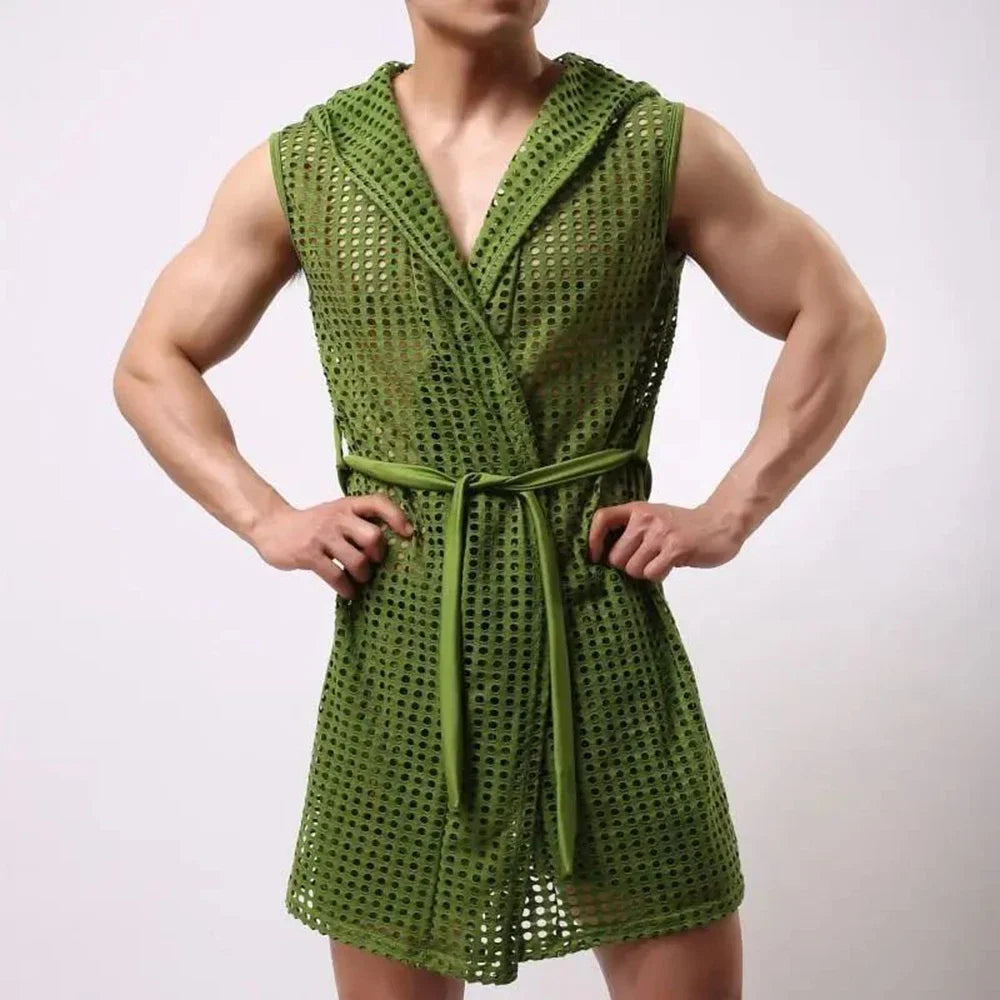 Men’s Mesh Sleeveless Bathrobe
