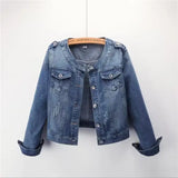 Women’s Pure Color Lapel Denim Jacket