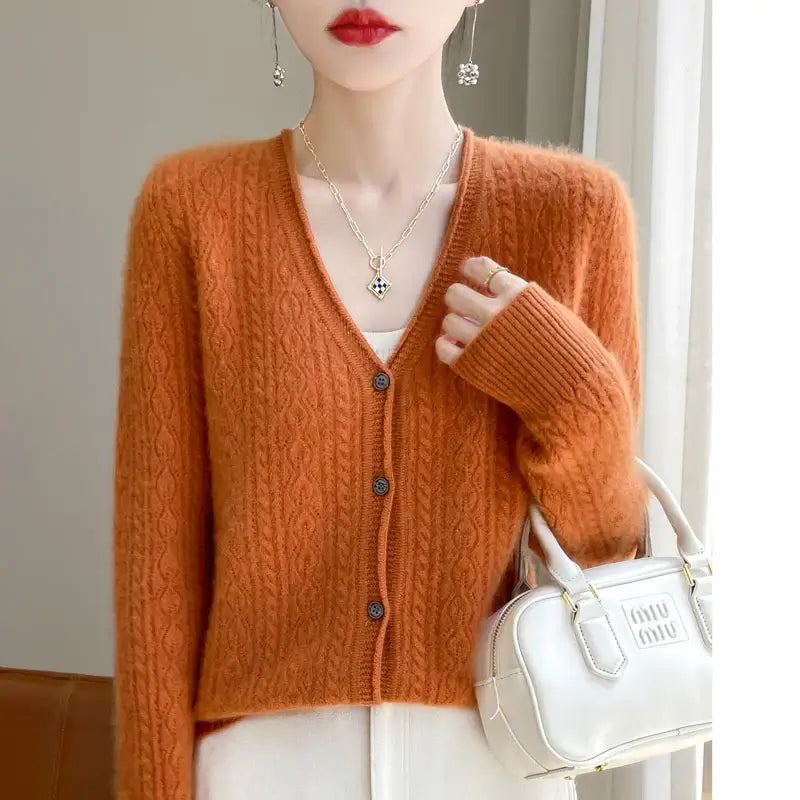 Women Merino Wool Cashmere Cardigan