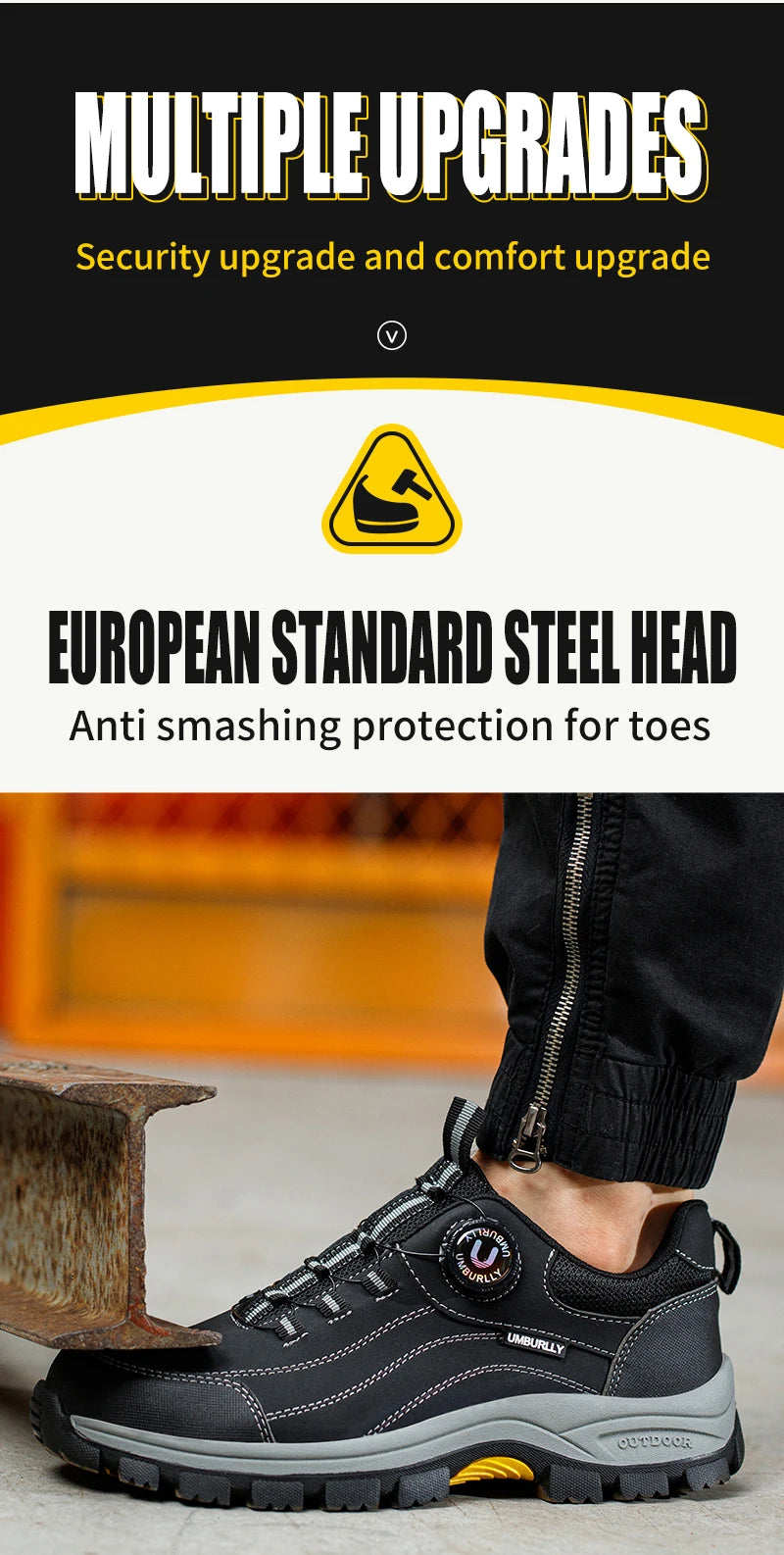 Men Smash Resistant Work Sneakers