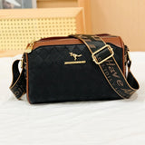 Checkered Leather Messenger Bag