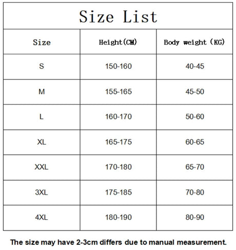 Size chart for Streetwear Casual Chinese Hanfu Dress showing height and weight measurements for various sizes.