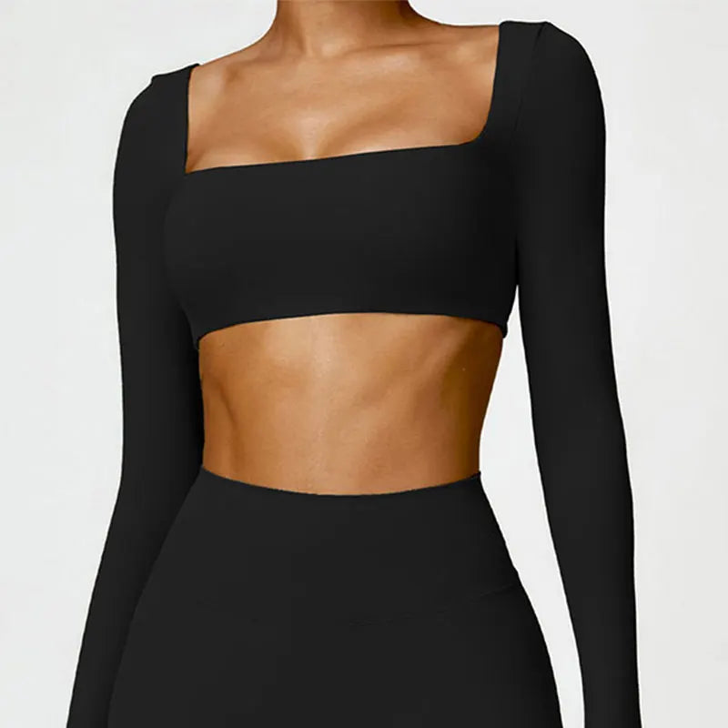 Women's Long Sleeve Yoga Shirt – Gym Push-Up Fitness Top