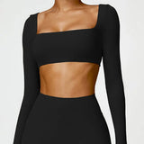 Women's Long Sleeve Yoga Shirt – Gym Push-Up Fitness Top