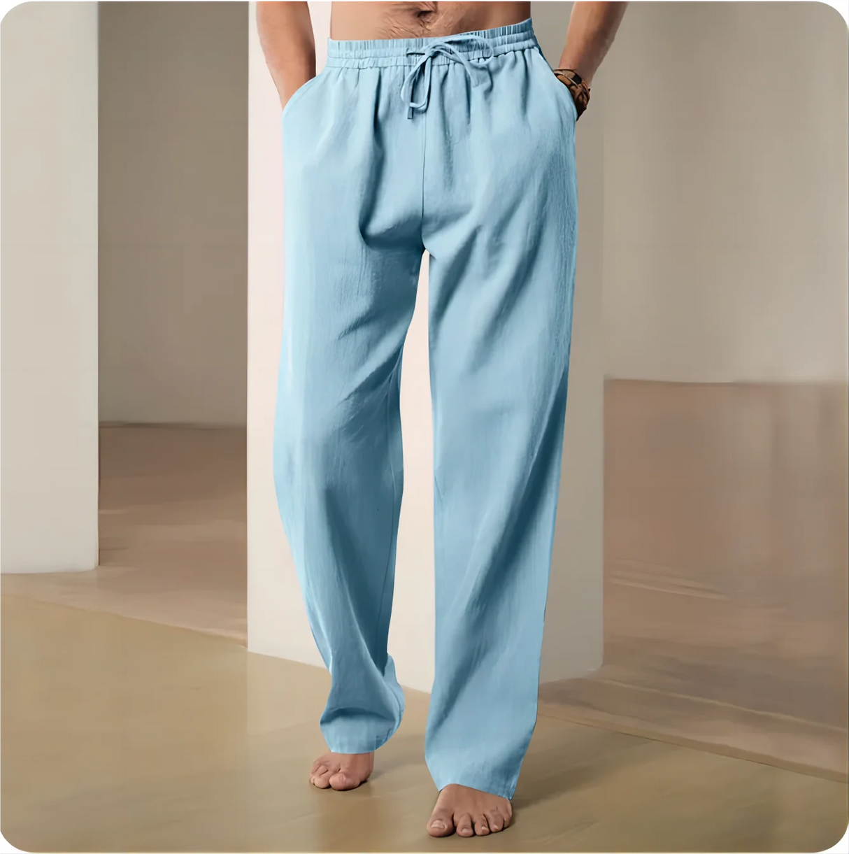 Men Cotton Hemp Casual Pants
