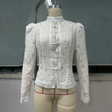 Lace Bloom Embroidered Puff Sleeve Blouse