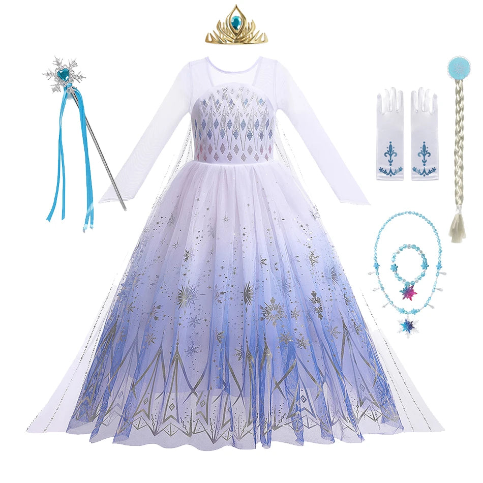 Girls Snow Queen Princess Costume