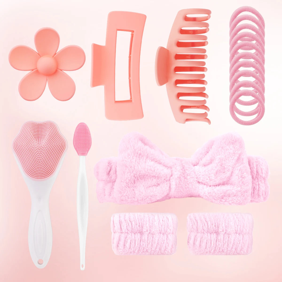 Beauty Brush & Hair Clip Set
