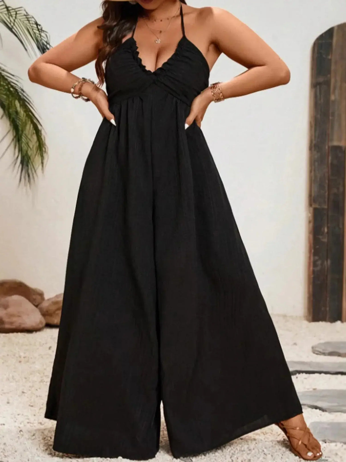 Women Plus Size Halter Neck Jumpsuit