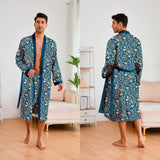 Men’s Leopard Satin Bathrobe Set
