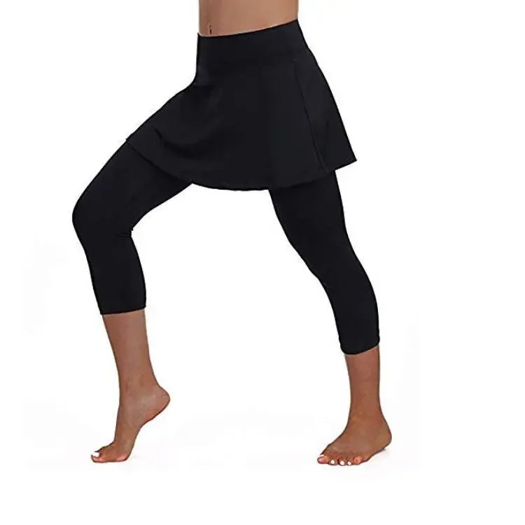 Women High Elastic 2-Piece Skirt Pants Set