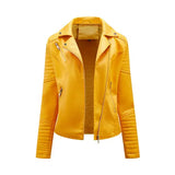 Women's Faux Leather Lapel Biker Jacket