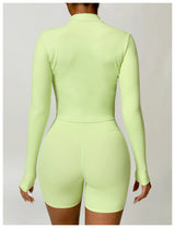 Women's Zip Long Sleeve Yoga Jacket – Gym Push-Up Sportswear Top