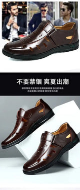 Men’s Summer Hollow Non-Slip Leather Sandals
