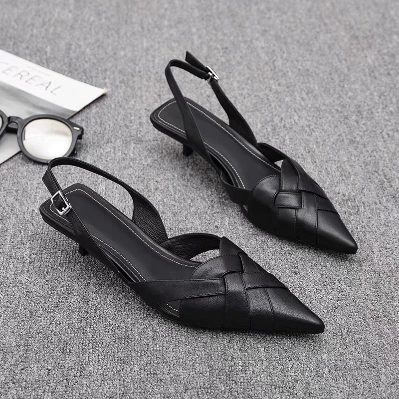 Woven Pointed Toe Heels – Elegant Sandals