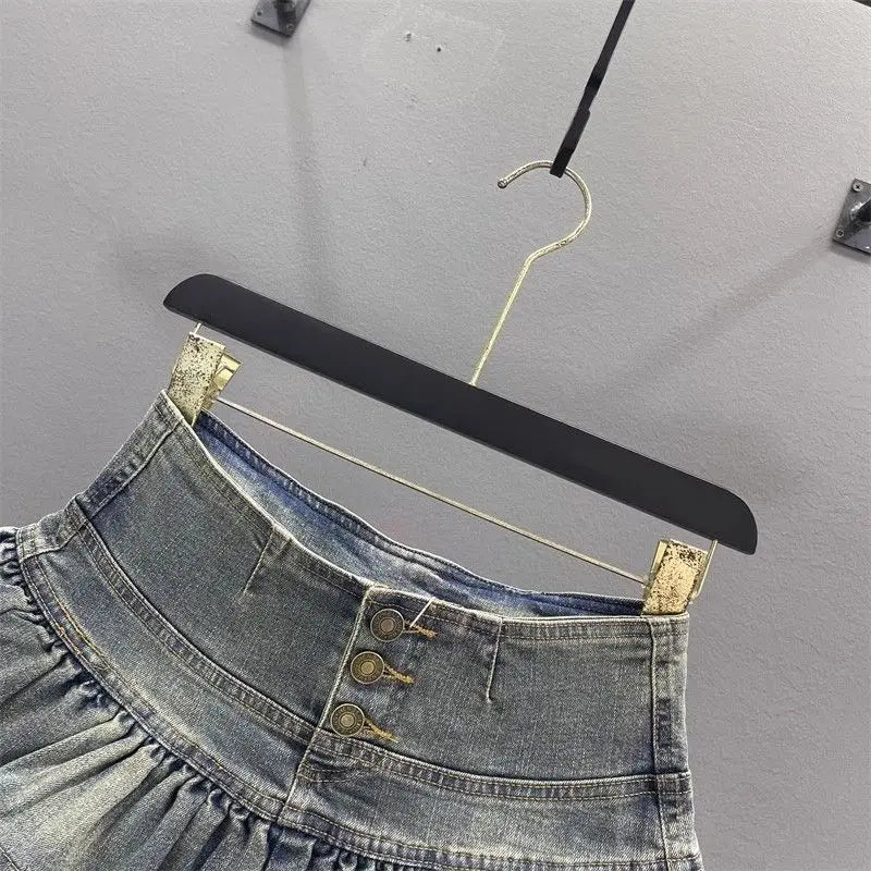 LaceFold™ – Pleated Denim Skirt with Shorts (American Spicy Girl)