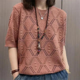 Women's Hollow Jacquard Knit Pullover