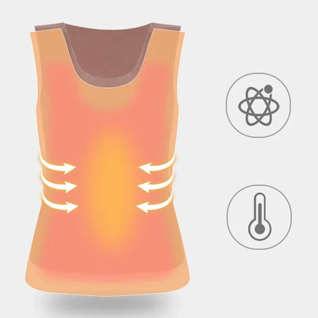 HeatHold™ Thermal Slim Inner Vest illustration showing heat flow and thermal technology for winter comfort.