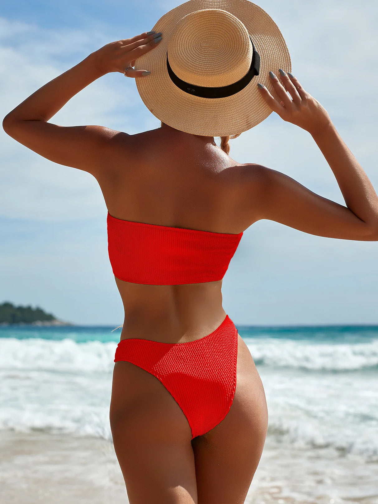 Textured High Cut Bikini