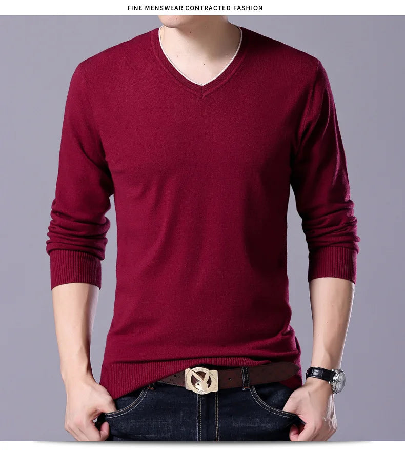 سترة رجالية محبوكة برقبة على شكل حرف V بمقاسات كبيرة