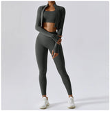 Women's Sexy Zip Long Sleeve Yoga Jacket – Workout Running Cycling Top