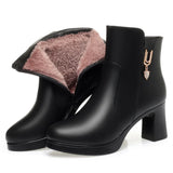 Women Warm Wool High Heel Ankle Boots – Winter Fashion