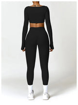 Women's Long Sleeve Yoga Shirt – Gym Push-Up Fitness Top