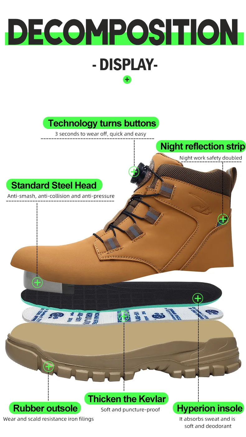 Men Waterproof Safety Work Boots