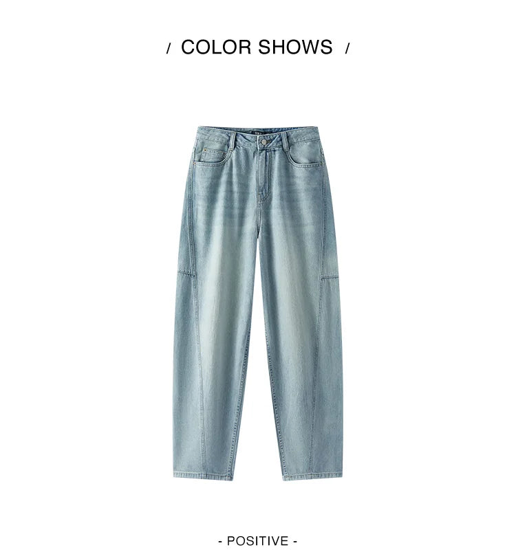Women Vintage Cotton Wide Leg Jeans
