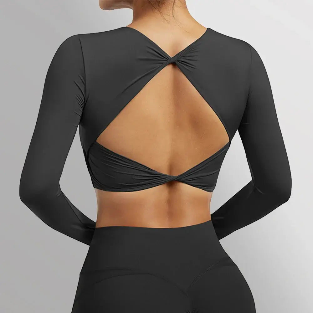 Women Open Back Long Sleeve Yoga Top