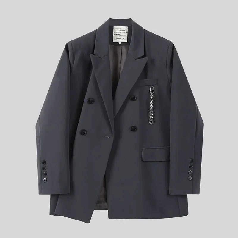 Gothiq™ – Chain Detail Streetwear Blazer (Harajuku Punk Style, Oversized Fit)