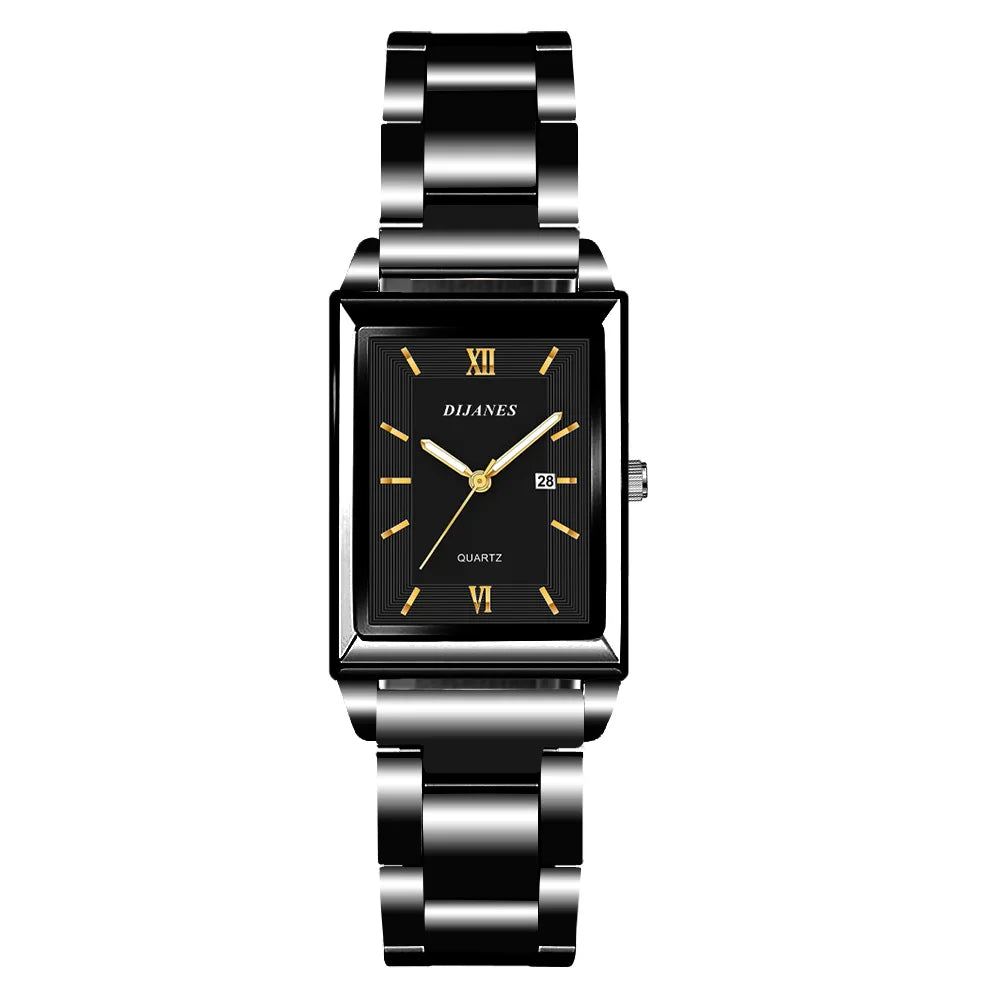 Luxury Square Gold Quartz Couple Watches