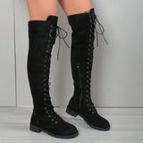 Suede Over Knee Lace-up Boots – Flat Non-Slip 2025