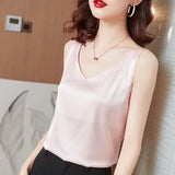 Ice Silk Satin V‑Neck Camisole Crop Top