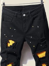 Men's Splash Ink Patchwork Jeans
