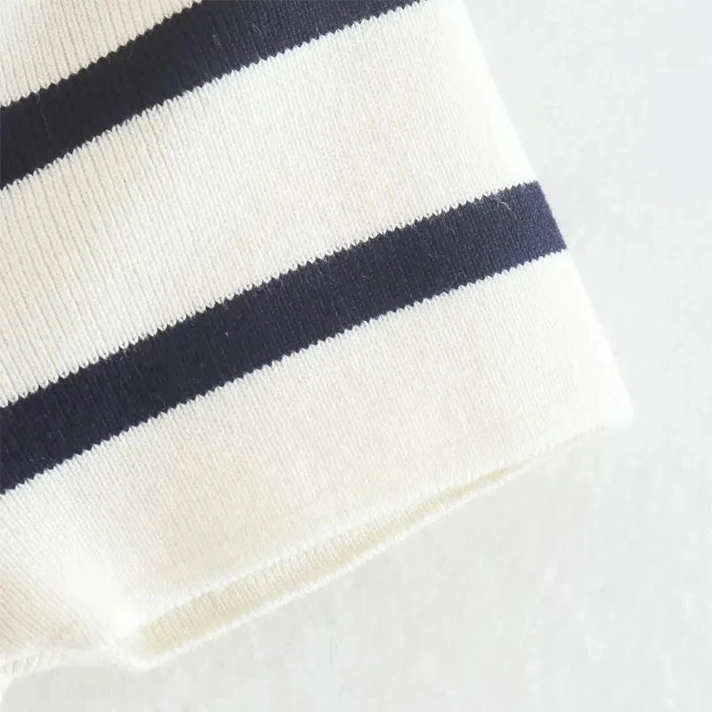 Women Striped Crop Knit Sweater
