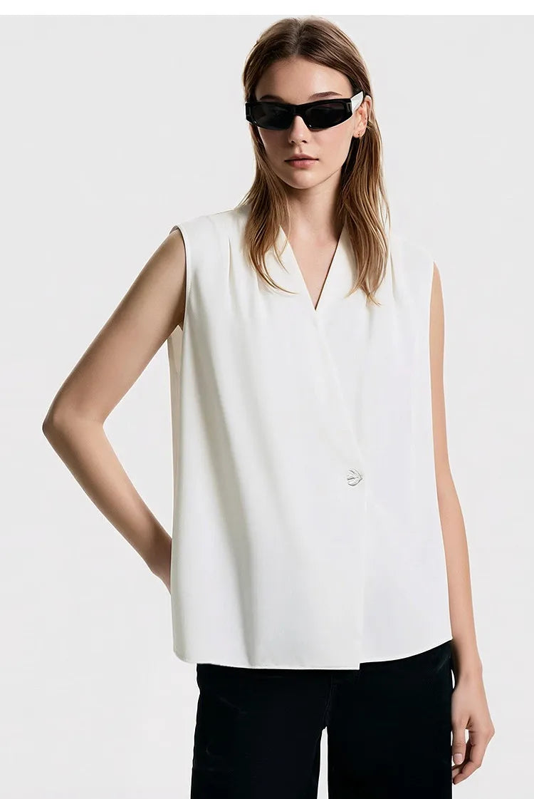Amii Sleeveless Chiffon Office Blouse