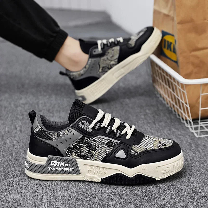 Men Breathable White Skateboard Sneakers