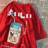 Women Plus Size Red Cat Print Short Sleeve T-Shirt