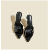 Slim Heel Pointed Toe Patent Slippers – 2025