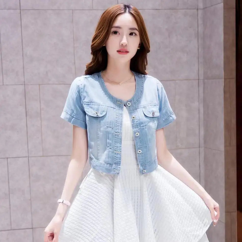Women’s Y2K Cropped Halter Denim Jacket
