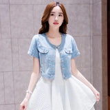 Women’s Y2K Cropped Halter Denim Jacket