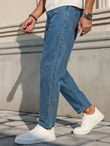 Men's Classic Blue Loose Jeans Plus Size