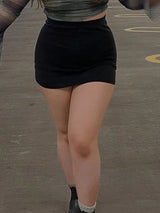 Women Solid Bodycon Mini Skirt
