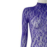 Women Lace Fishnet Long Sleeve Jumpsuit